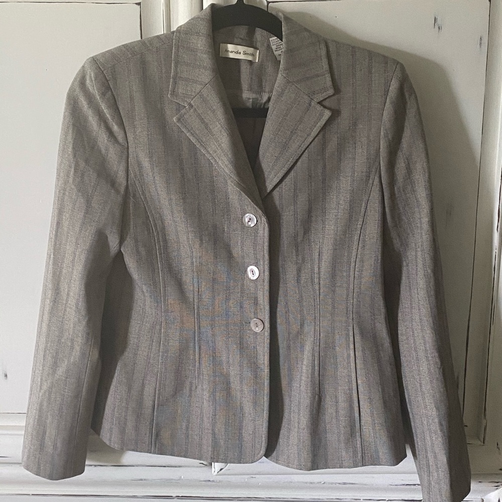 NWT Gray blazer with black pinstripes